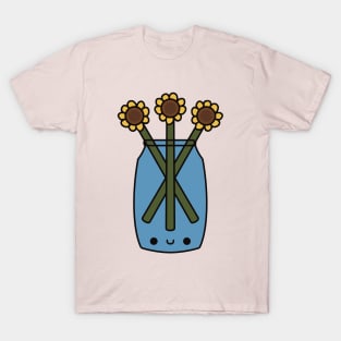 Cute Kawaii Sunflowers Vase T-Shirt